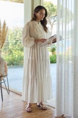 JOLİ BAĞLAMALI ŞİLE BEZİ UZUN ELBİSE