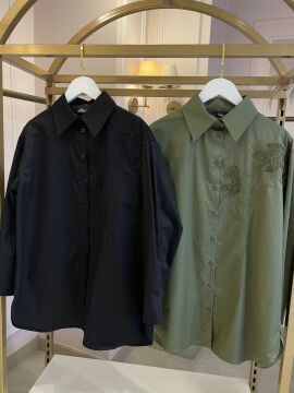 LİSA EXCLUSİVE NAKIŞLI GÖMLEK SİYAH