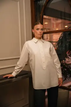 LİSA YARI PAT GÖMLEK EKRU