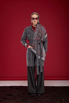 YEŞİM ÖZCAN TAŞLI FLANEL PANTALON ANTRASİT