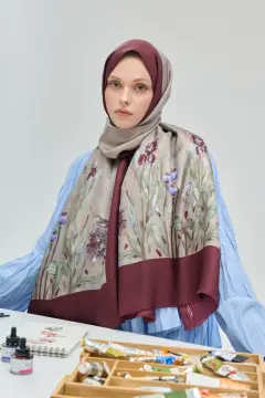 MARA CONCEPT SÜSEN BORDO İPEK ŞAL