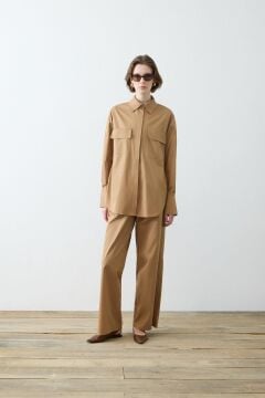 TERZİ DÜKKANI NOVA PAPER TOUCH CEPLİ KOTON GÖMLEK CAMEL
