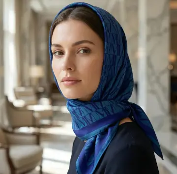 MİHRİE LACİVERT M MONOGRAM EŞARP