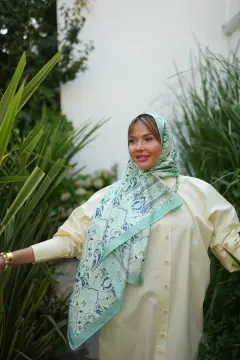 MİHRİE TURKUAZ MOTİF EŞARP