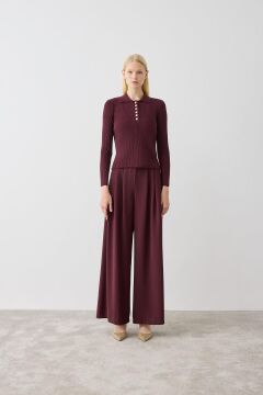 TERZİ DÜKKANI STONE TRİKO POLO YAKA KAZAK BORDO