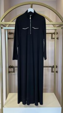 NUSS FERMUAR DETAYLI ELBİSE SİYAH