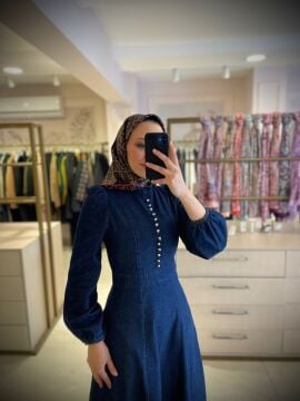 DENİM BELDEN OTURTMALI ELBİSE