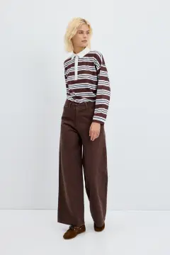 YÜKSEK BEL GENİŞ PAÇA GABARDİN PANTOLON