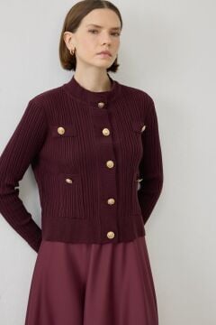 DİVA DÜĞMELİ TRİKO HIRKA BORDO