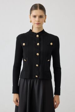 DİVA DÜĞMELİ TRİKO HIRKA SİYAH