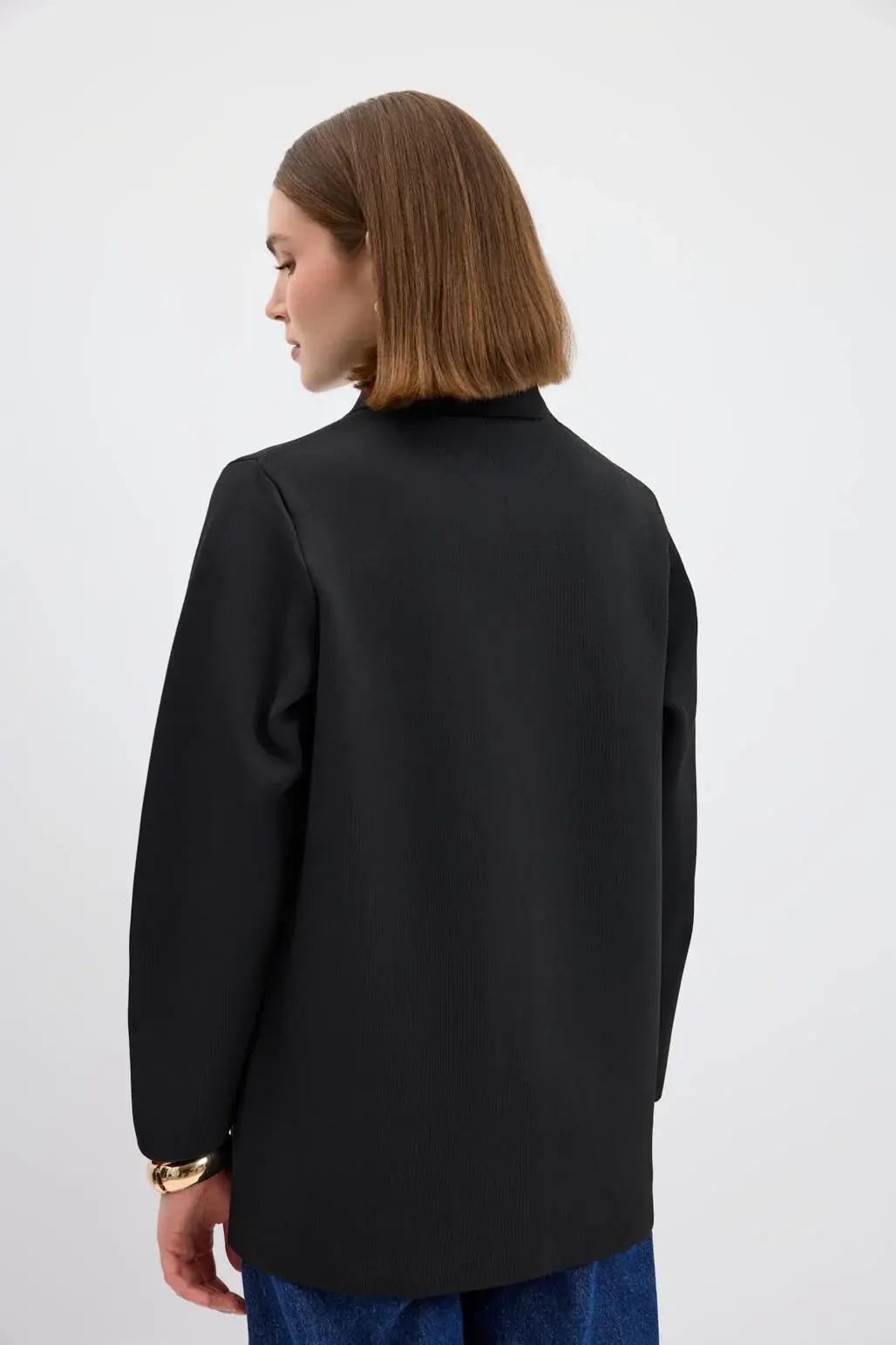 DÜZ RENK CEPLİ TRİKO HIRKA SİYAH