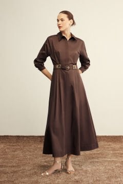 VENÖVE CYRA ELBİSE KAHVERENGİ