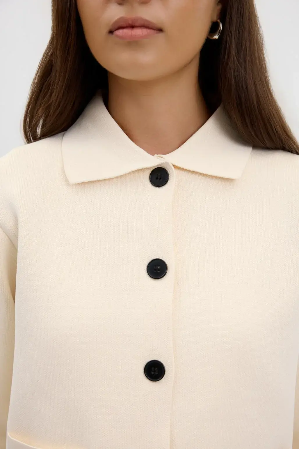 DÜZ RENK MİDİ TRİKO HIRKA EKRU