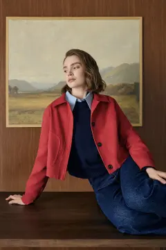 KADRİYE BAŞTÜRK KISA SÜET CEKET KIRMIZI