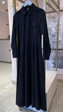LİSA EXCLUSİVE NAKIŞ DETAYLI ELBİSE SİYAH