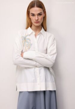 KÂHMA İŞLEMELİ BEYAZ GÖMLEK