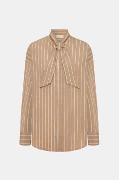 LAVİNİA COUTURE ÇİZGİLİ GÖMLEK BEJ