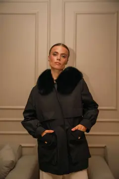 SİYAH KÜRKLÜ MONT