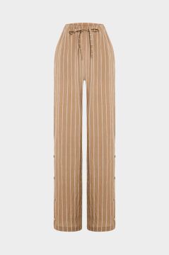 LAVİNİA COUTURE ÇİZGİLİ PANTOLON BEJ