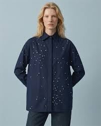 TERZİ DÜKKANI SAMBA KOTON STRASS TAŞLI GÖMLEK LACİVERT