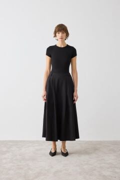 TERZİ DÜKKANI FLAM GABARDİN PİLELİ ETEK SİYAH