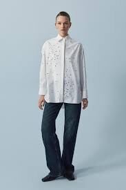 TERZİ DÜKKANI SAMBA KOTON STRASS TAŞLI GÖMLEK BEYAZ